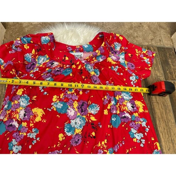 Anthony Richard’s Size Large Red Floral Mumu House Coat Mrs Roper Loungewear - Picture 7 of 9